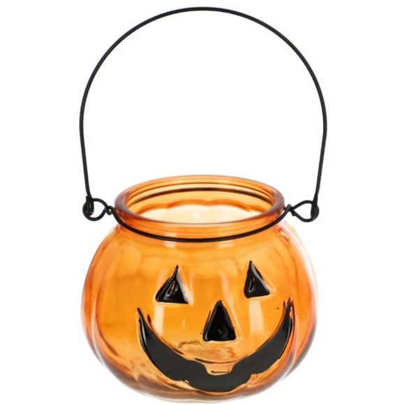 New Halloween Fall Pumpkin Glass Tea Light Candle Holder Decoration - Picture 1 of 2